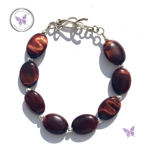 Red Tiger Eye Oval Bead Bracelet